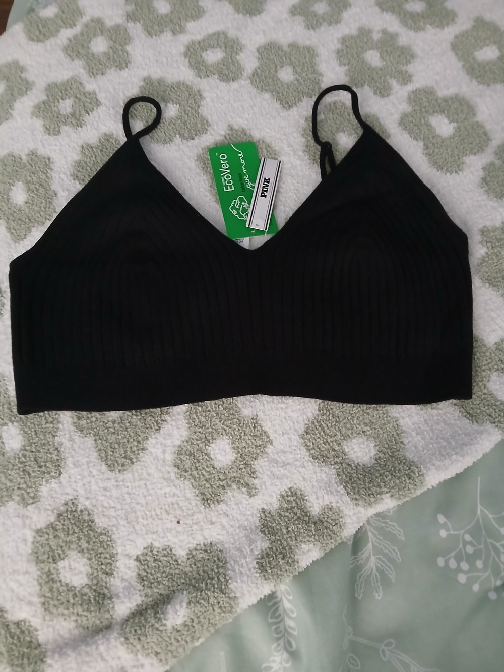 PINK Victoria's Secret Seamless Black Ribbed Bralette